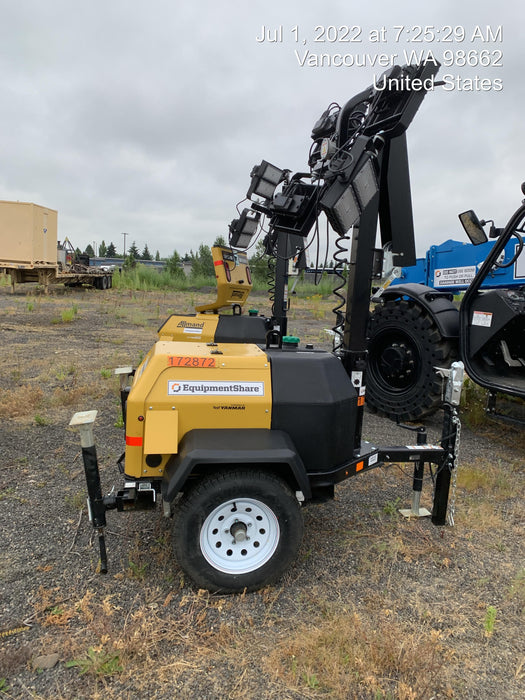 2021 Allmand NLV3GR (4) LED Light Fixture 350W, 23' Vertical Mast, 3kW Prime, Towable, Deep Sea L401, Leveling Jacks, Yanmar T4F 5.8hp