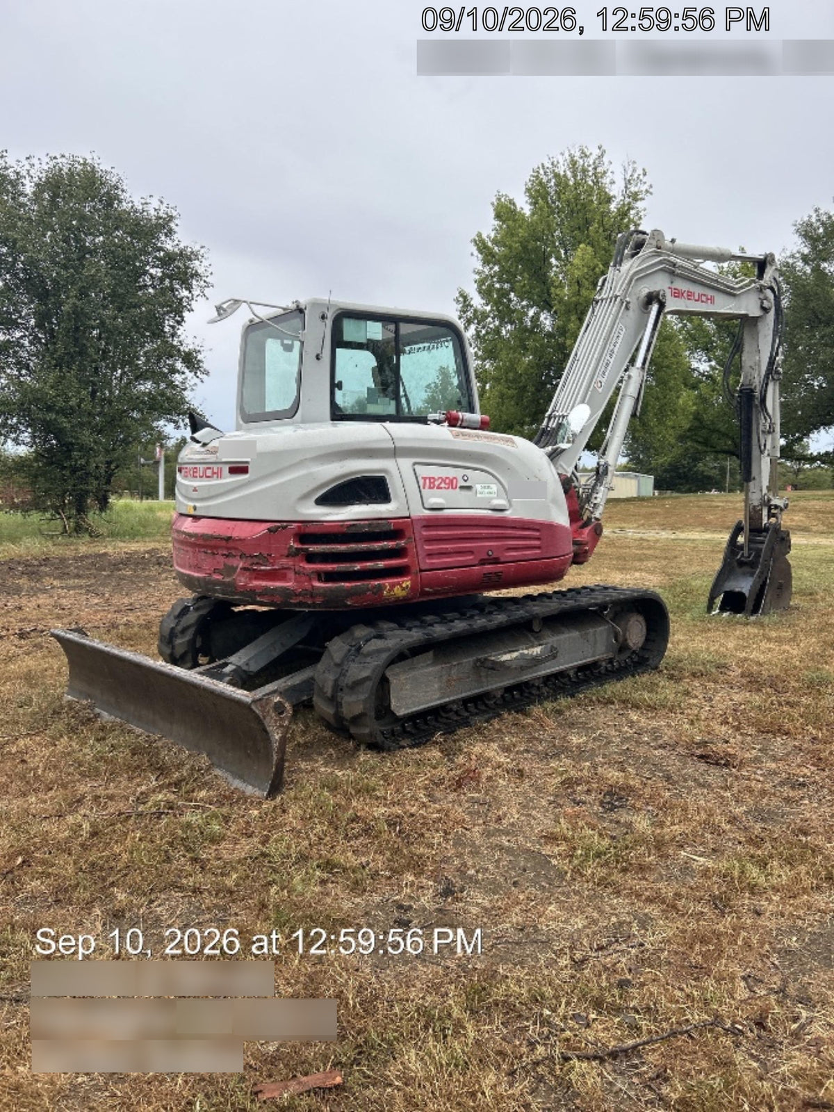 2019 Takeuchi TB290 Cab/Heat/AC Rubber tracks, Dozer blade, Travel alarm, Auxiliary hydraulics w/Manual QC, Hydraulic thumb, 18", 24", and 36" Buckets