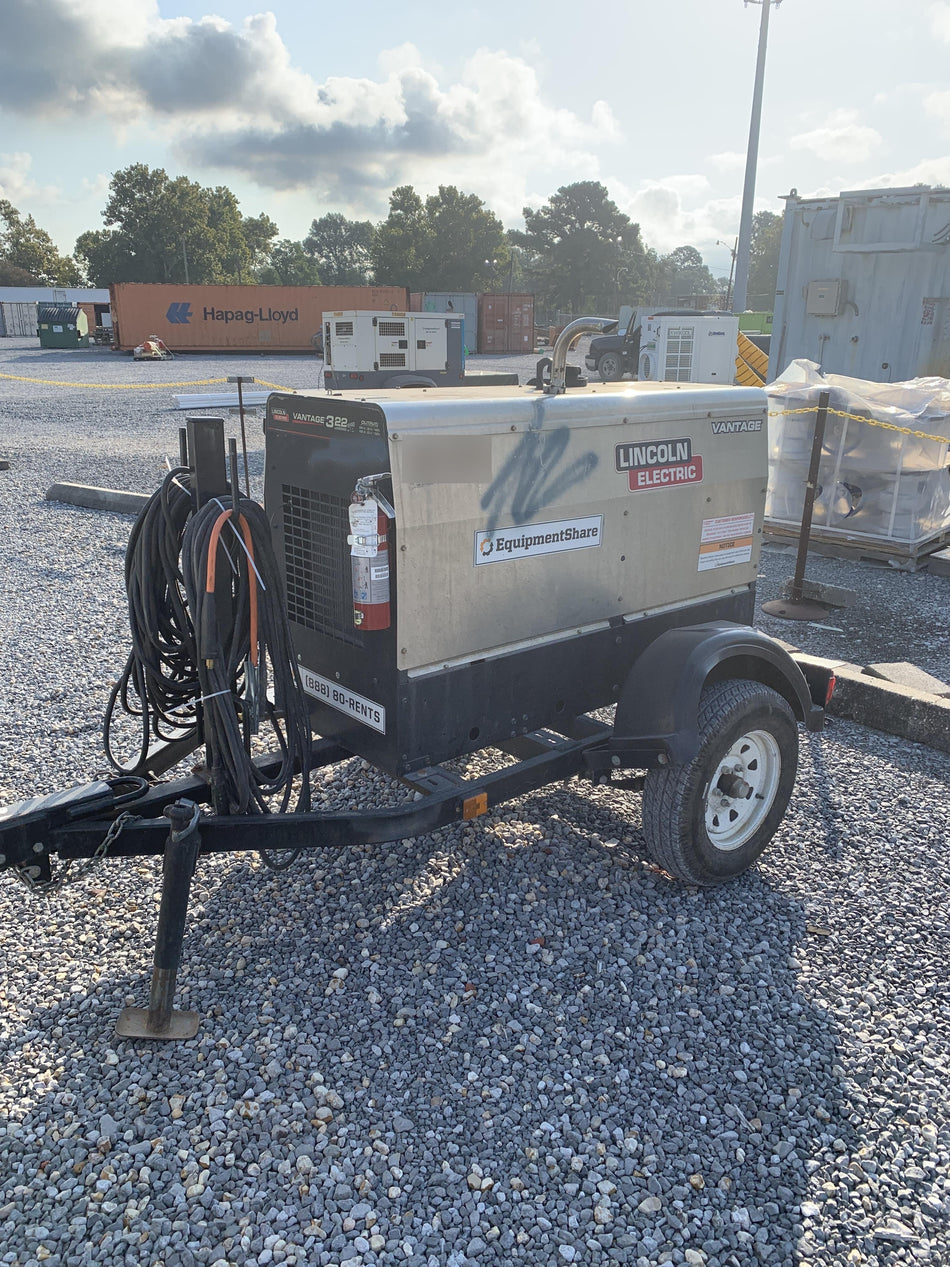 2019 Lincoln Electric Vantage 322 Welder Ready-Pak 3, Two wheel trailer, Fender and Light kit, Cable Rack