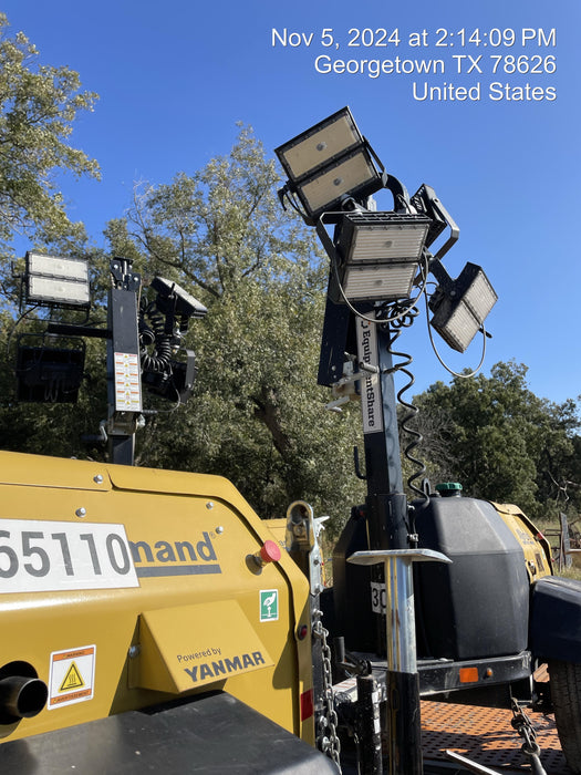 2022 Allmand NLV3GR (4) LED Light Fixture 350W, 23' Vertical Mast, 3kW Prime, Towable, ES Decals, T3