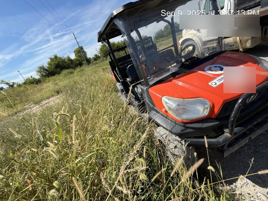 Kubota RTV-X1140W-H 4WD utility cart -LED strobe -Windshield tempered glass -Plastic canopy -Wire harness kit -Backup alarm