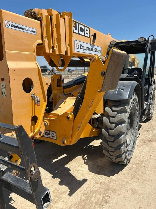 2019 JCB 510-56 74 HP w/Open ROPS, Beacon, Aux Hydraulics, Worklights, Solid Tires w/60" Carriage/Forks