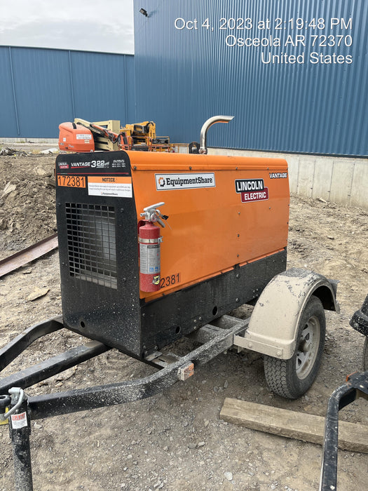 2021 Lincoln Electric Vantage 322 Vantage 322 Ready Pak 3 w/ Decals, ORANGE (includes trailer, cable rack, fender light kit) NO Telematics