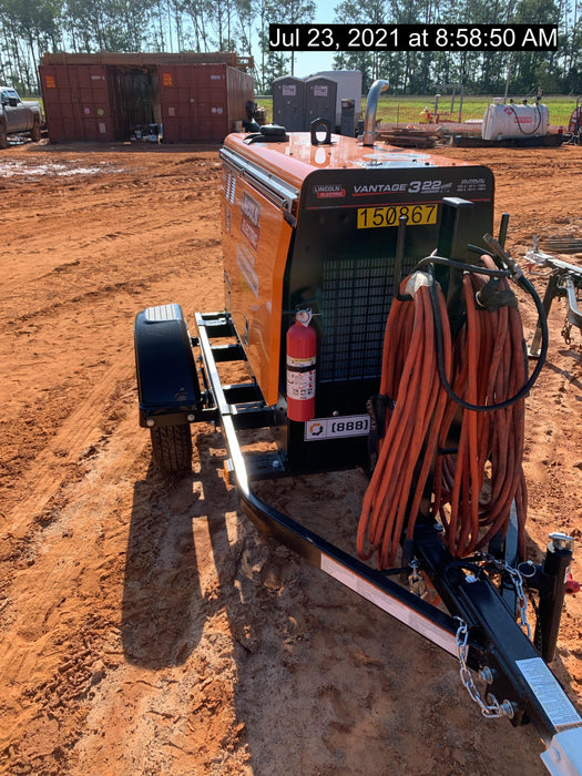 2021 Lincoln Electric Vantage 322 Vantage 322 Ready Pak 3 w/ Telematics & Decals, ORANGE (includes trailer, cable rack, fender light kit)