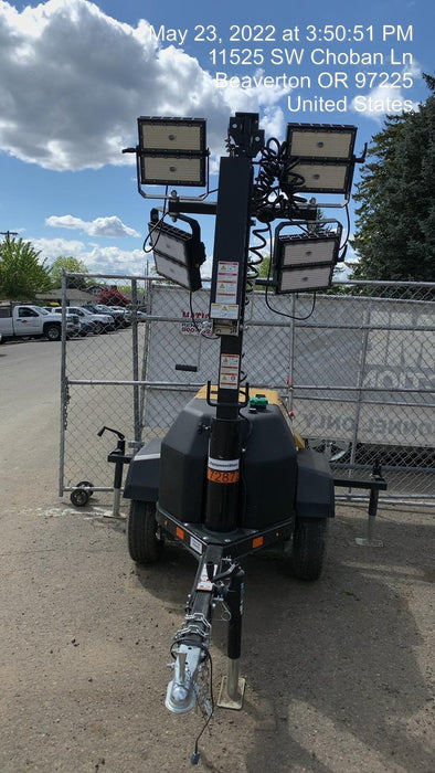 2021 Allmand NLV3GR (4) LED Light Fixture 350W, 23' Vertical Mast, 3kW Prime, Towable, Deep Sea L401, Leveling Jacks, Yanmar T4F 5.8hp