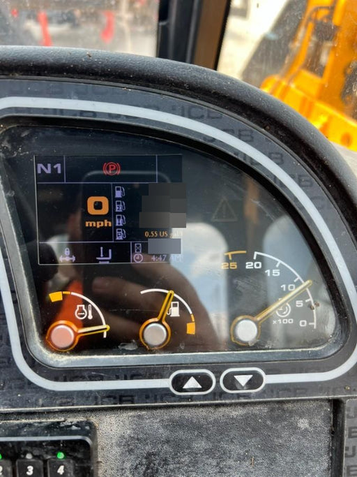 2019 JCB 510-56 Enclosed Cab, 74 HP, Solid Tires, Worklights, Beacon, Aux Hydraulics, Lifting Eye 66" Carriage/60" Forks