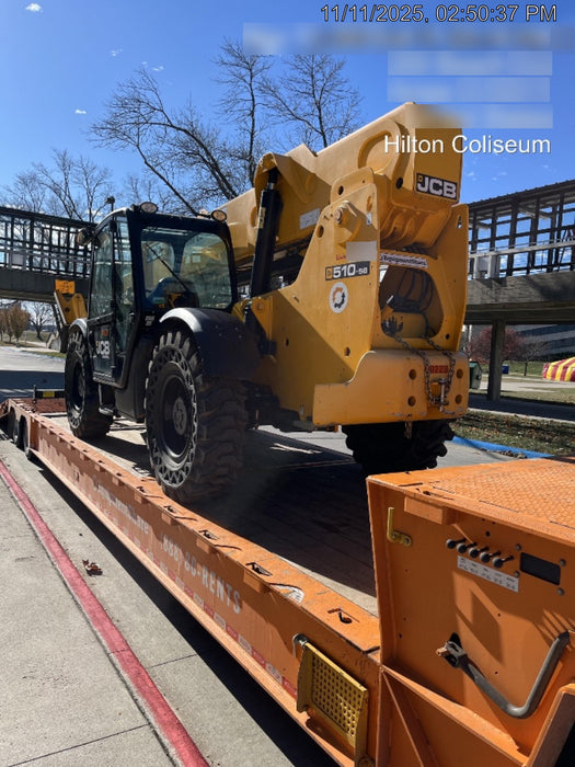 2020 JCB 510-56 Cab/Heat/Air, 74 HP, Solid Tires, STD Worklight, Beacon, Aux Hydraulics, Lifting Eye, Back up Alarm w/66" Carriage/60" Forks