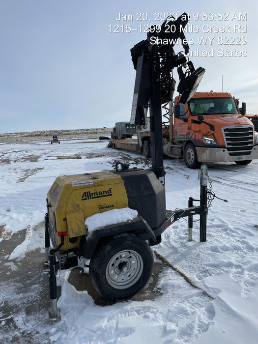 2022 Allmand NLV3GR (4) LED Light Fixture 350W, 23' Vertical Mast, 3kW Prime, Towable, ES Decals, T3