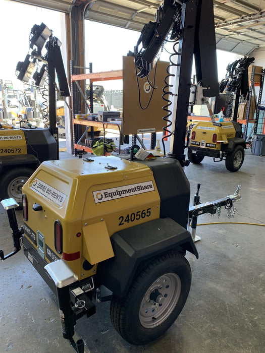 2022 Allmand NLV3GR (4) LED Light Fixture 350W, 23' Vertical Mast, 3kW Prime, Towable, Deep Sea L401, Leveling Jacks, Yanmar T4F 5.8hp