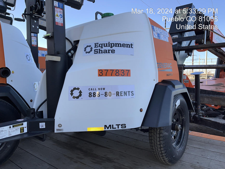 2023 Generac MLT2 Diesel, Flex Switch 120V Input, Powerzone Controller, 
(4) 320W LED Lights, 4kW Generator, 39.9 Gal Fuel Tank, 2" Ball, T3