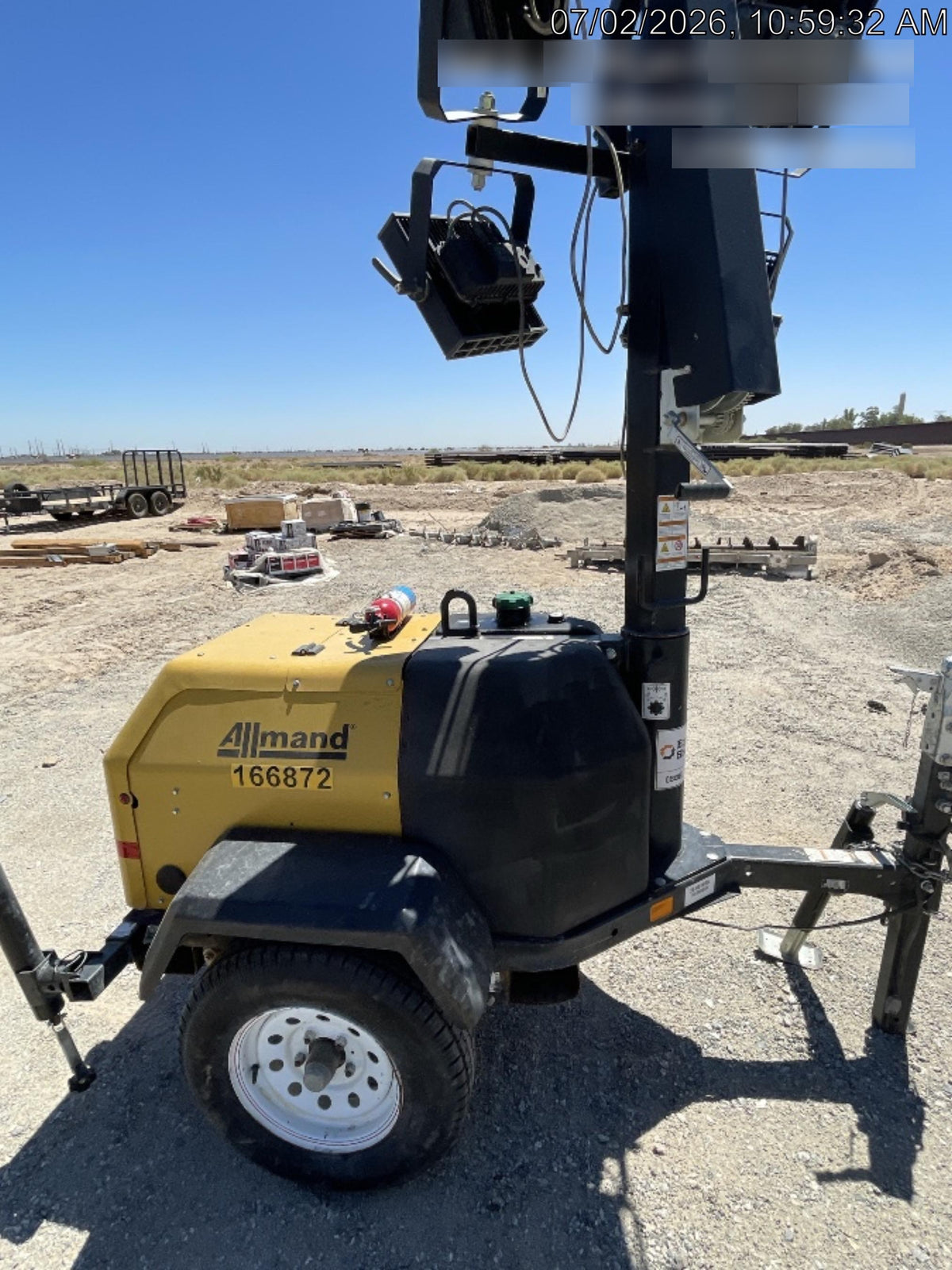 2021 Allmand NLV3GR (4) LED Light Fixture 350W, 23' Vertical Mast, 3kW Prime, Towable, Deep Sea L401, Leveling Jacks, Yanmar T4F 5.8hp