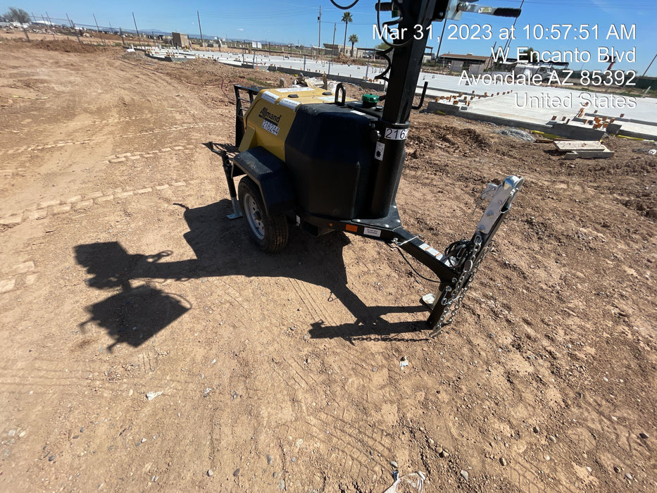 2022 Allmand NLV3GR (4) LED Light Fixture 350W, 23' Vertical Mast, 3kW Prime, Towable, Deep Sea L401, Leveling Jacks, Yanmar T4F 5.8hp