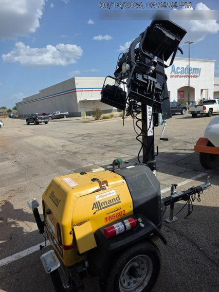 2021 Allmand NLV3GR (4) LED Light Fixture 350W, 23' Vertical Mast, 3kW Prime, Towable, Deep Sea L401, Leveling Jacks, Yanmar T4F 5.8hp