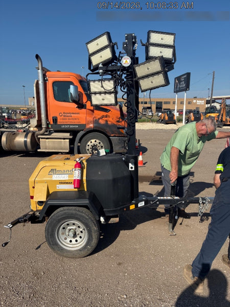 2022 Allmand NLV3GR (4) LED Light Fixture 350W, 23' Vertical Mast, 3kW Prime, Towable, ES Decals, T3