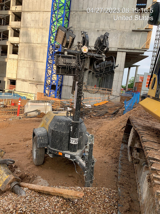 2022 Allmand NLV3GR (4) LED Light Fixture 350W, 23' Vertical Mast, 3kW Prime, Towable, ES Decals, T3