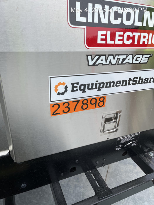 2022 Lincoln Electric Vantage 322 Trlr Mounted, Cable Rack, Light Kit