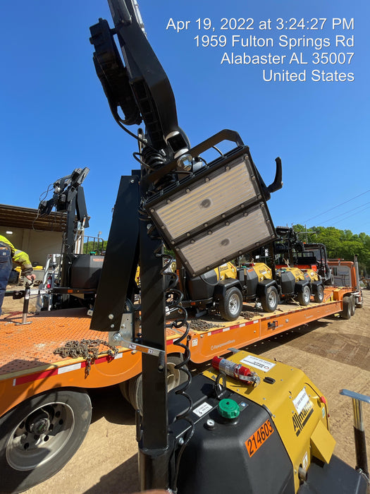 2022 Allmand NLV3GR (4) LED Light Fixture 350W, 23' Vertical Mast, 3kW Prime, Towable, Deep Sea L401, Leveling Jacks, Yanmar T4F 5.8hp