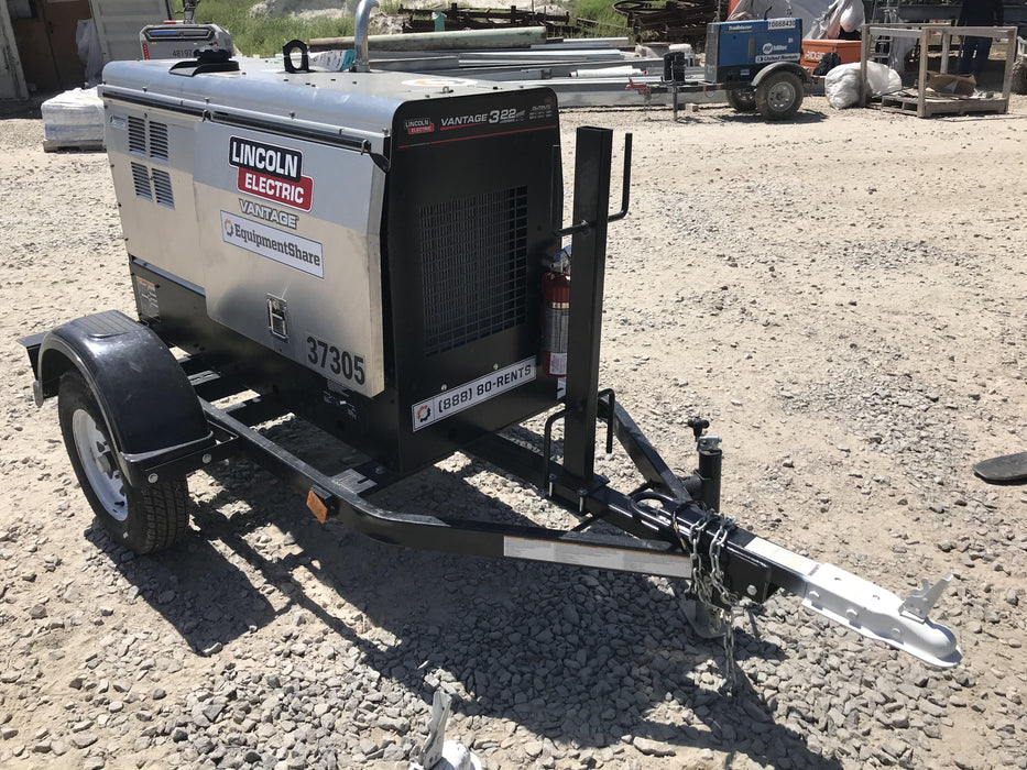 2019 Lincoln Electric Vantage 322 Ready-Pak 3, Two Wheel Trailer, Fender and Light Kit, Cable Rack