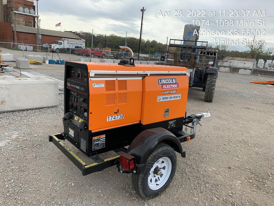2021 Lincoln Electric Vantage 322 Vantage 322 Ready Pak 3 w/ Decals, ORANGE (includes trailer, cable rack, fender light kit) NO Telematics