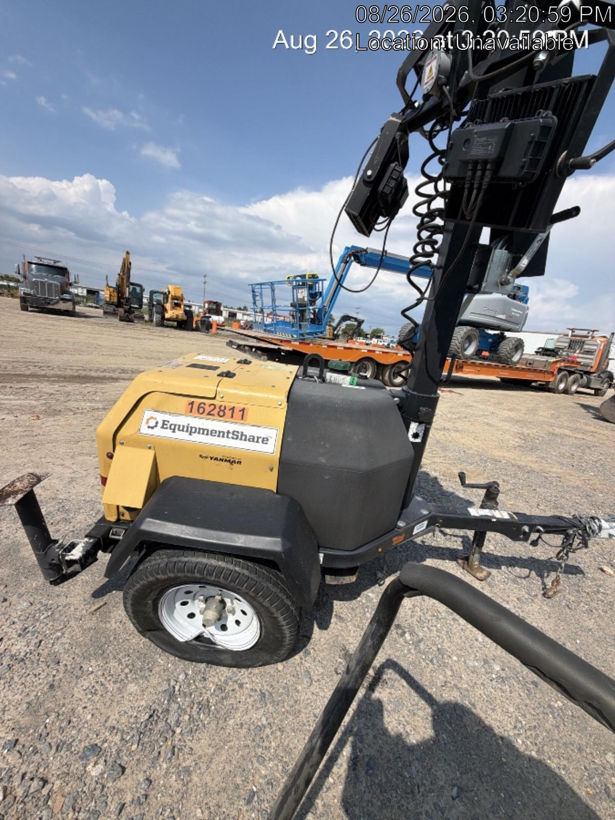 2021 Allmand NLV3GR (4) LED Light Fixture 350W, 23' Vertical Mast, 3kW Prime, Towable, Deep Sea L401, Leveling Jacks, Yanmar T4F 5.8hp