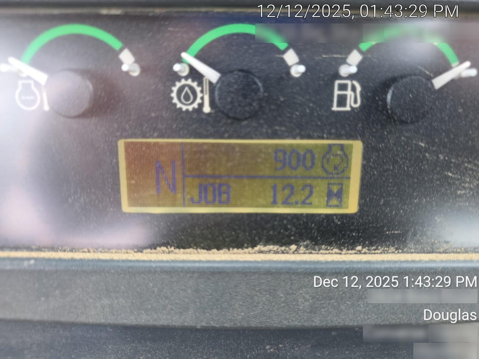 2019 John Deere 410L 4WD, CAB/HVAC, Standard Dipperstick, ISO Controls, Rear Aux Hydraulics, Manual QC, 1.5 Yd Bucket w/Forks, 24" Bucket