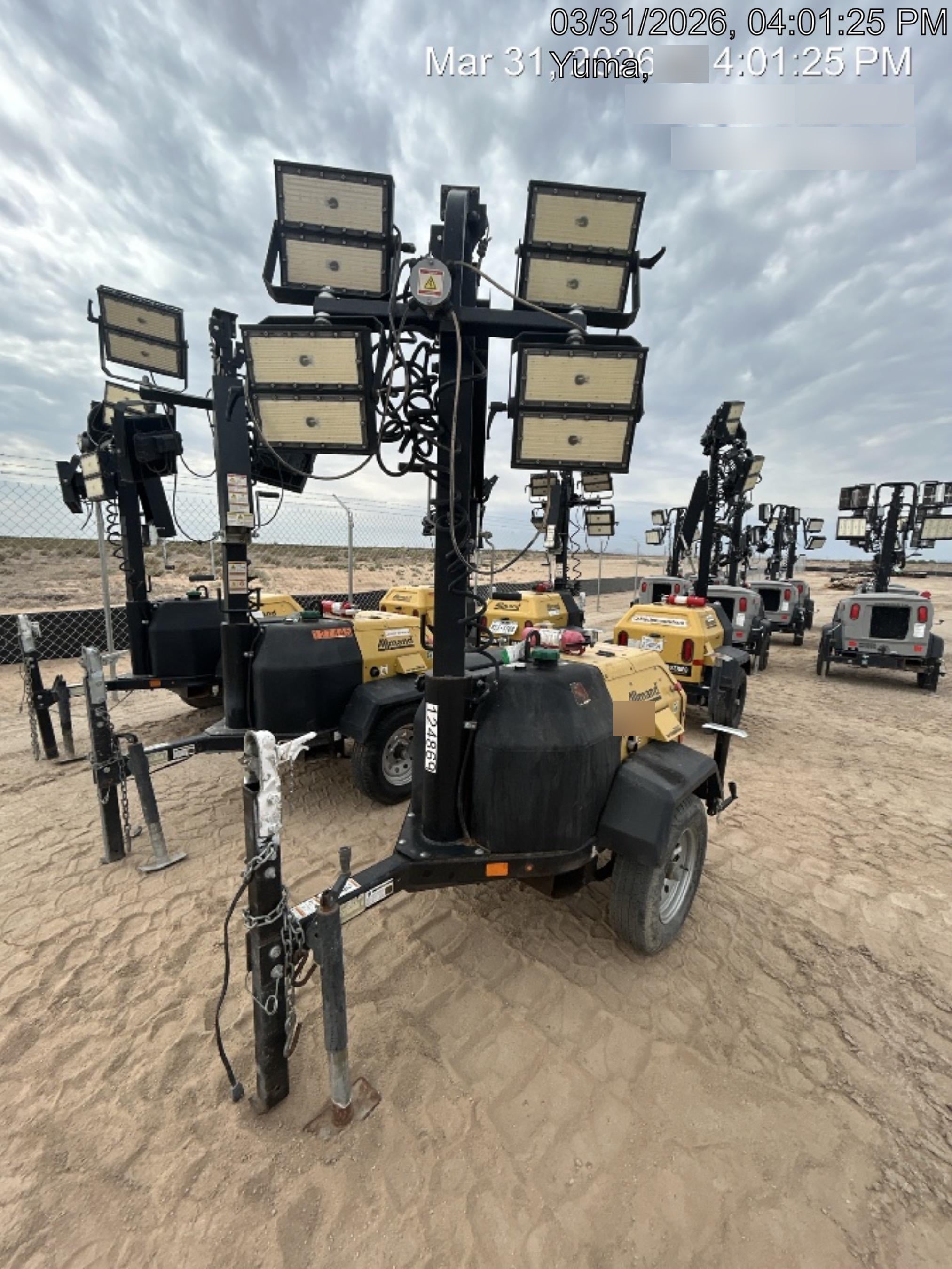 2020 Allmand NLV3GR (4) LED Light Fixture 350W, 23' Vertical Mast, 3kW Prime, Towable, Deep Sea L401, Leveling Jacks, Yanmar T4F 5.8hp