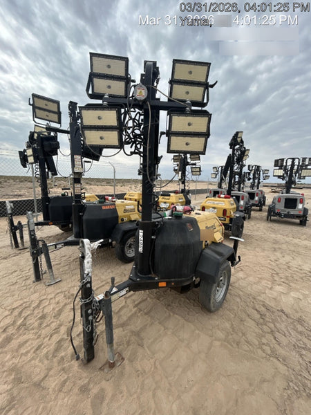 2020 Allmand NLV3GR (4) LED Light Fixture 350W, 23' Vertical Mast, 3kW Prime, Towable, Deep Sea L401, Leveling Jacks, Yanmar T4F 5.8hp