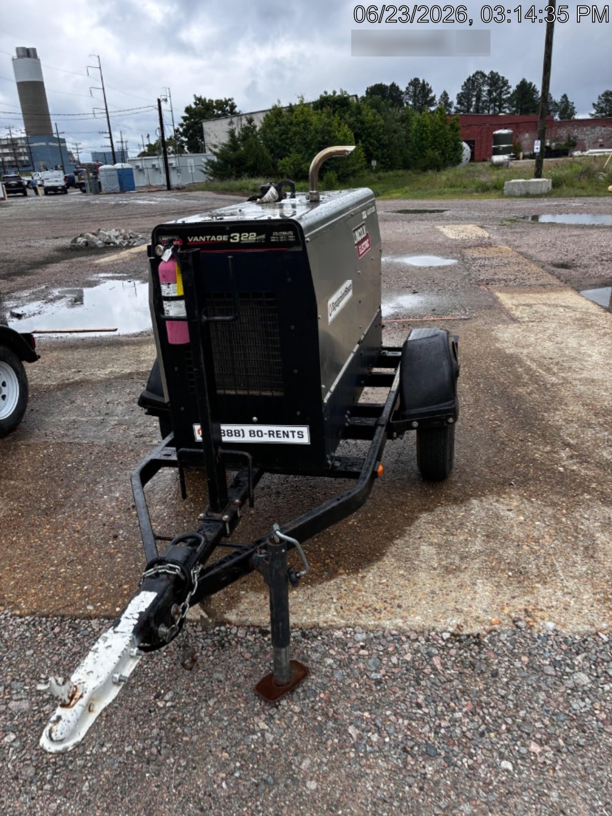 2019 Lincoln Electric Vantage 322 Ready-Pak 3, Two Wheel Trailer, Fender and Light Kit, Cable Rack