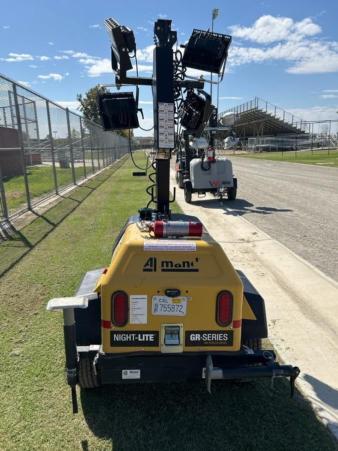 2022 Allmand NLV3GR (4) LED Light Fixture 350W, 23' Vertical Mast, 3kW Prime, Towable, ES Decals, T3