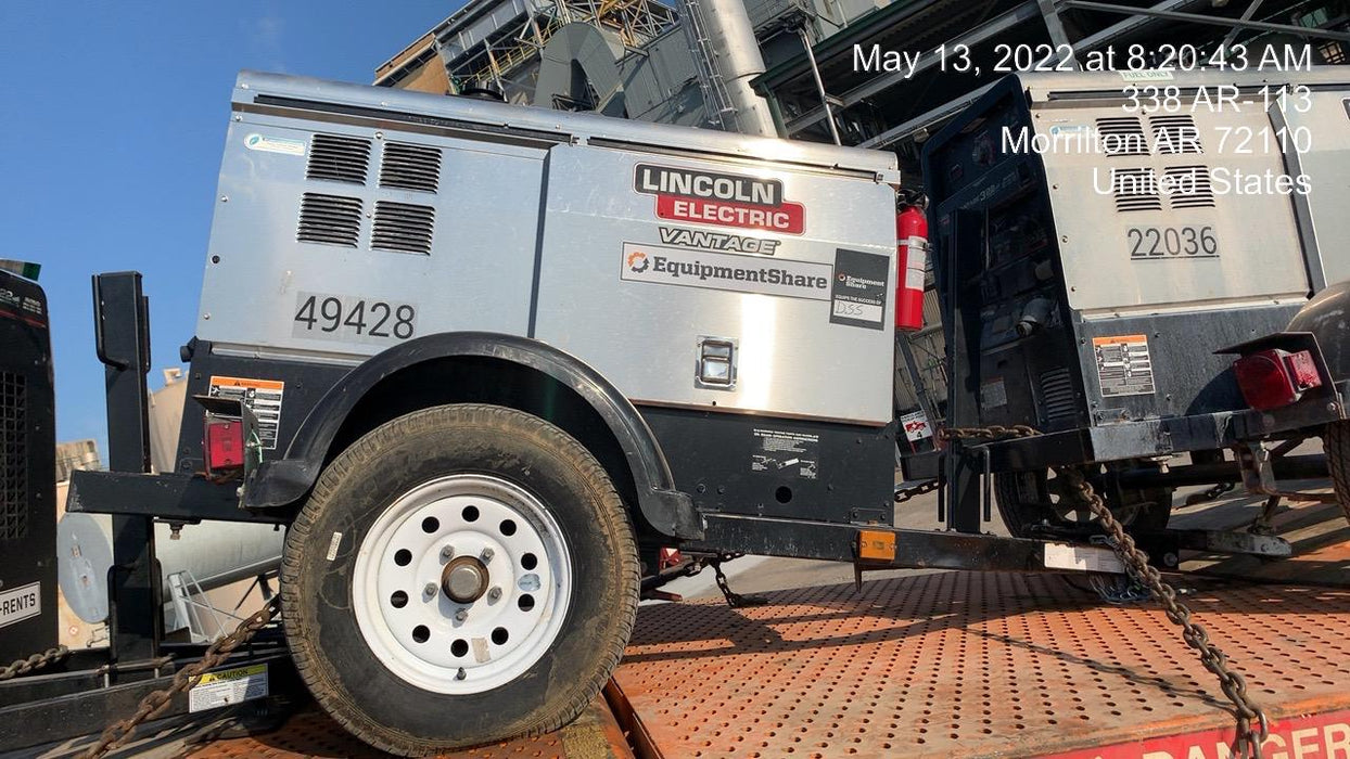 2019 Lincoln Electric Vantage 322 Ready-Pak 3, Two Wheel Trailer, Fender and Light Kit, Cable Rack