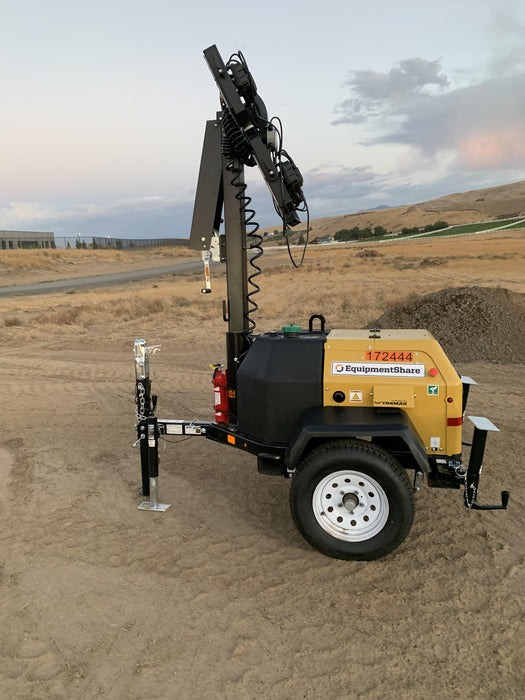 2021 Allmand NLV3GR (4) LED Light Fixture 350W, 23' Vertical Mast, 3kW Prime, Towable, Deep Sea L401, Leveling Jacks, Yanmar T4F 5.8hp