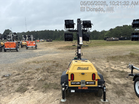 2022 Allmand NLV3GR (4) LED Light Fixture 350W, 23' Vertical Mast, 3kW Prime, Towable, Deep Sea L401, Leveling Jacks, Yanmar T4F 5.8hp