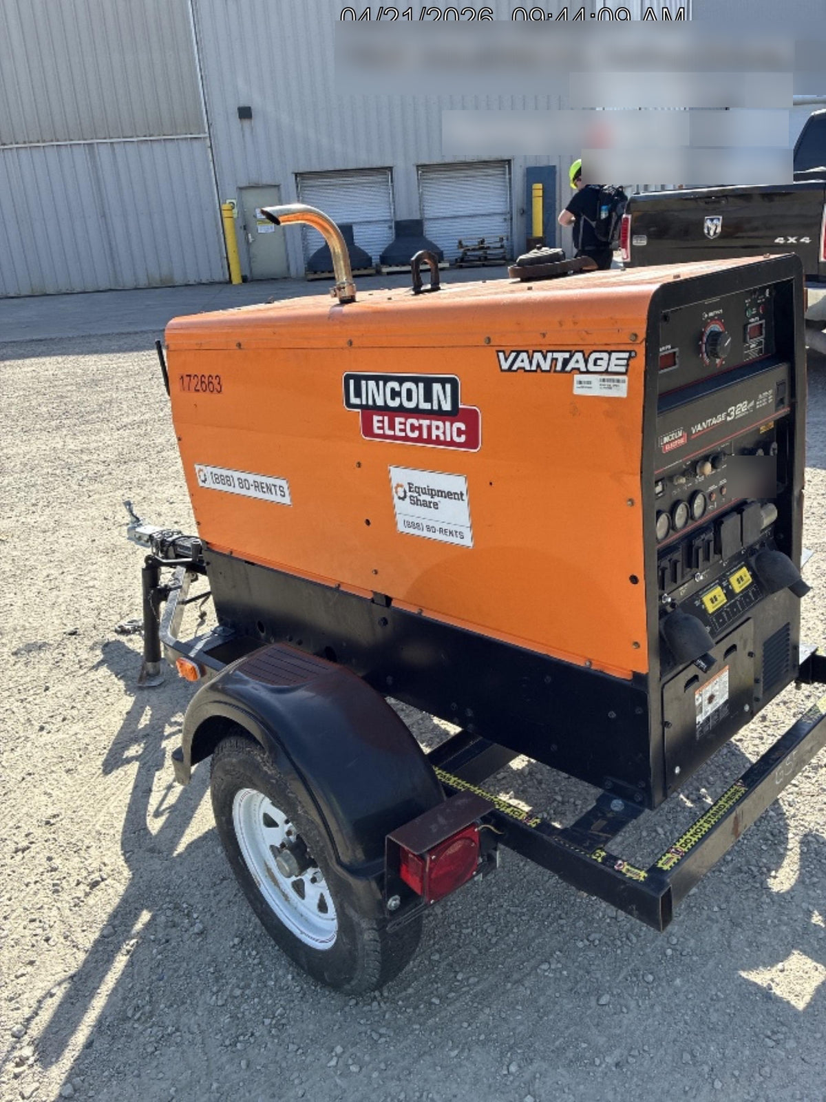 2021 Lincoln Electric Vantage 322 Vantage 322 Ready Pak 3 w/ Decals, ORANGE (includes trailer, cable rack, fender light kit) NO Telematics