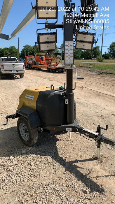 2022 Allmand NLV3GR (4) LED Light Fixture 350W, 23' Vertical Mast, 3kW Prime, Towable, Deep Sea L401, Leveling Jacks, Yanmar T4F 5.8hp