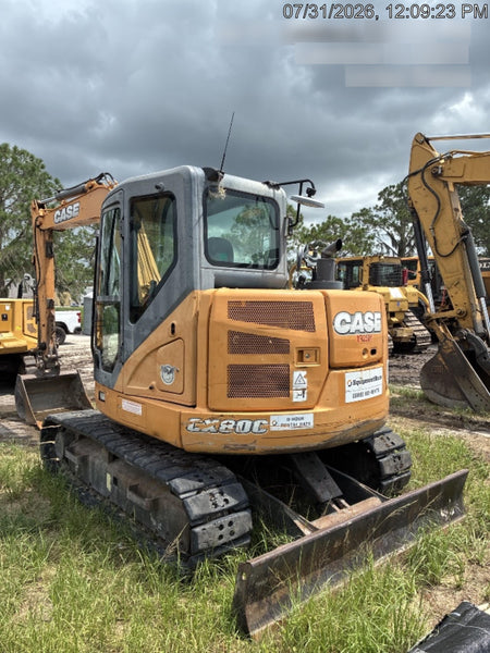 2015 Case CX80C CLOSED CAB, A/C,RUBBER TRACKS PADS,7'-2" ARM,THUMB