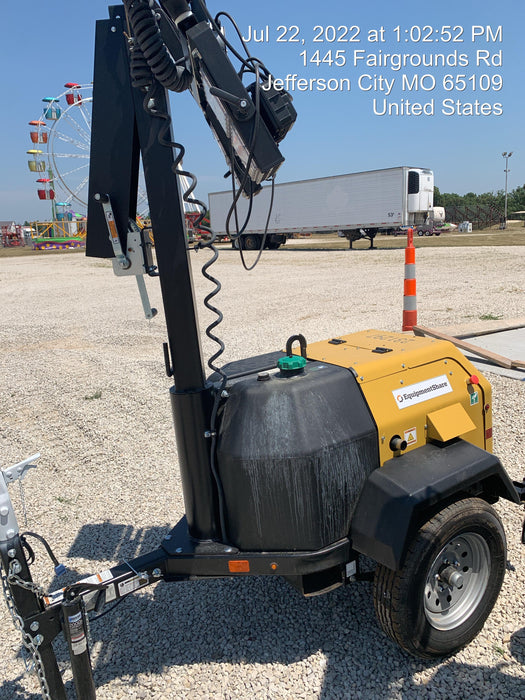 2022 Allmand NLV3GR (4) LED Light Fixture 350W, 23' Vertical Mast, 3kW Prime, Towable, Deep Sea L401, Leveling Jacks, Yanmar T4F 5.8hp