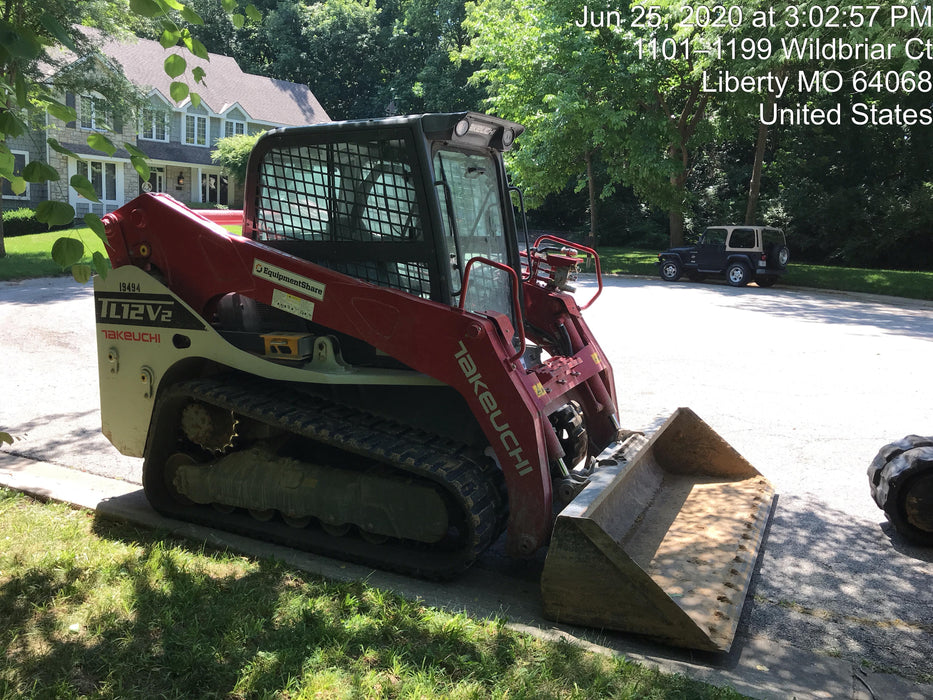 2018 Takeuchi TL12V2C Takeuchi TL12V2C Cab Skid Steer Track Loader, 80" HD dirt bucket with 9 teeth
