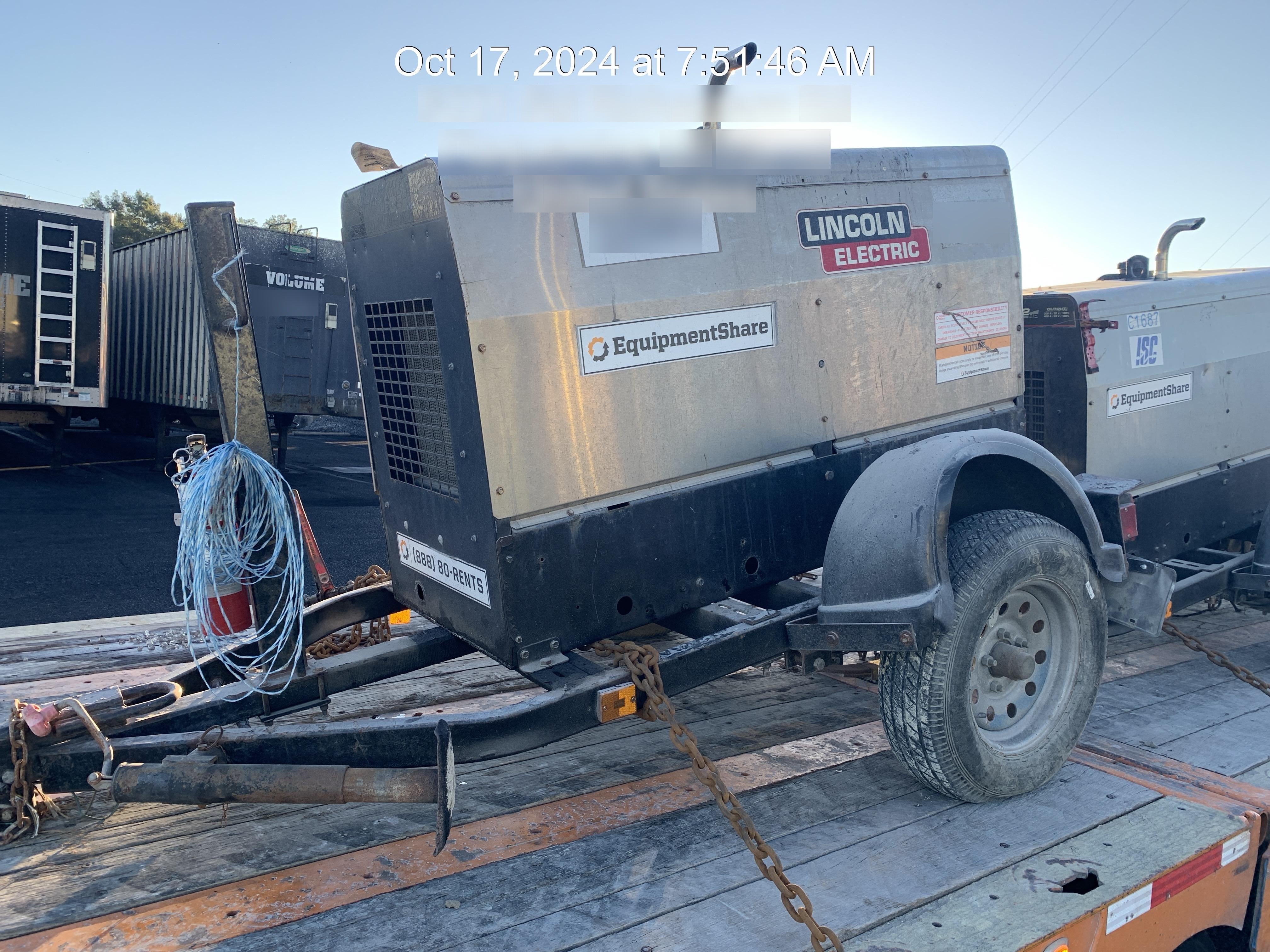 2019 Lincoln Electric Vantage 322 Welder Ready-Pak 3, Two wheel trailer, Fender and Light kit, Cable Rack