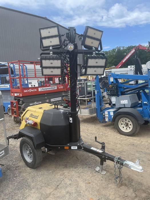 2022 Allmand NLV3GR (4) LED Light Fixture 350W, 23' Vertical Mast, 3kW Prime, Towable, Deep Sea L401, Leveling Jacks, Yanmar T4F 5.8hp