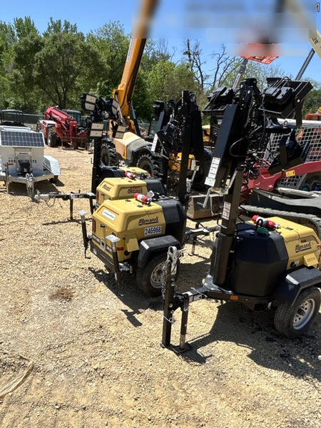 2022 Allmand NLV3GR (4) LED Light Fixture 350W, 23' Vertical Mast, 3kW Prime, Towable, Deep Sea L401, Leveling Jacks, Yanmar T4F 5.8hp