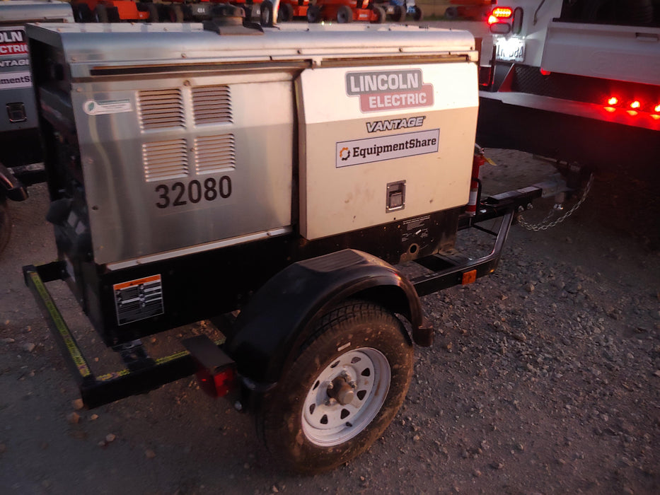 2019 Lincoln Electric Vantage 322 Welder Ready-Pak 3, Two wheel trailer, Fender and Light kit, Cable Rack