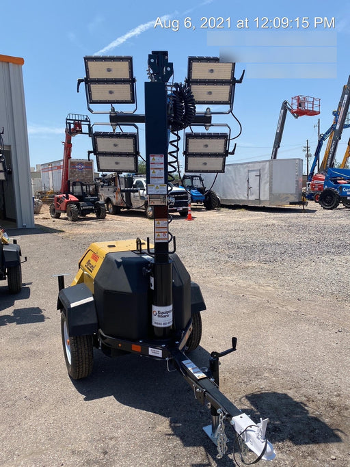 2021 Allmand NLV3GR (4) LED Light Fixture 350W, 23' Vertical Mast, 3kW Prime, Towable, Deep Sea L401, Leveling Jacks, Yanmar T4F 5.8hp