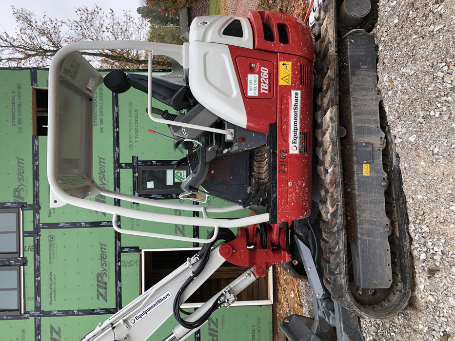 2019 Takeuchi TB260 Takeuchi TB260 Canopy w/Rubber Tracks, Auxiliary Hydraulics, Standard Blade, Manual QC