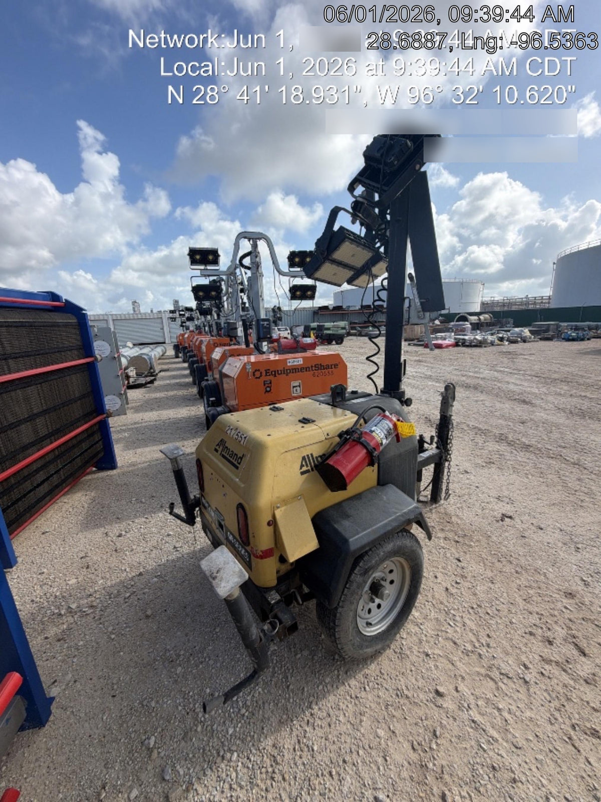 2022 Allmand NLV3GR (4) LED Light Fixture 350W, 23' Vertical Mast, 3kW Prime, Towable, Deep Sea L401, Leveling Jacks, Yanmar T4F 5.8hp