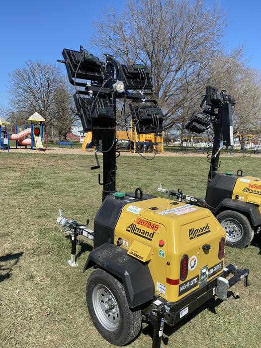 2022 Allmand NLV3GR (4) LED Light Fixture 350W, 23' Vertical Mast, 3kW Prime, Towable, ES Decals, T3
