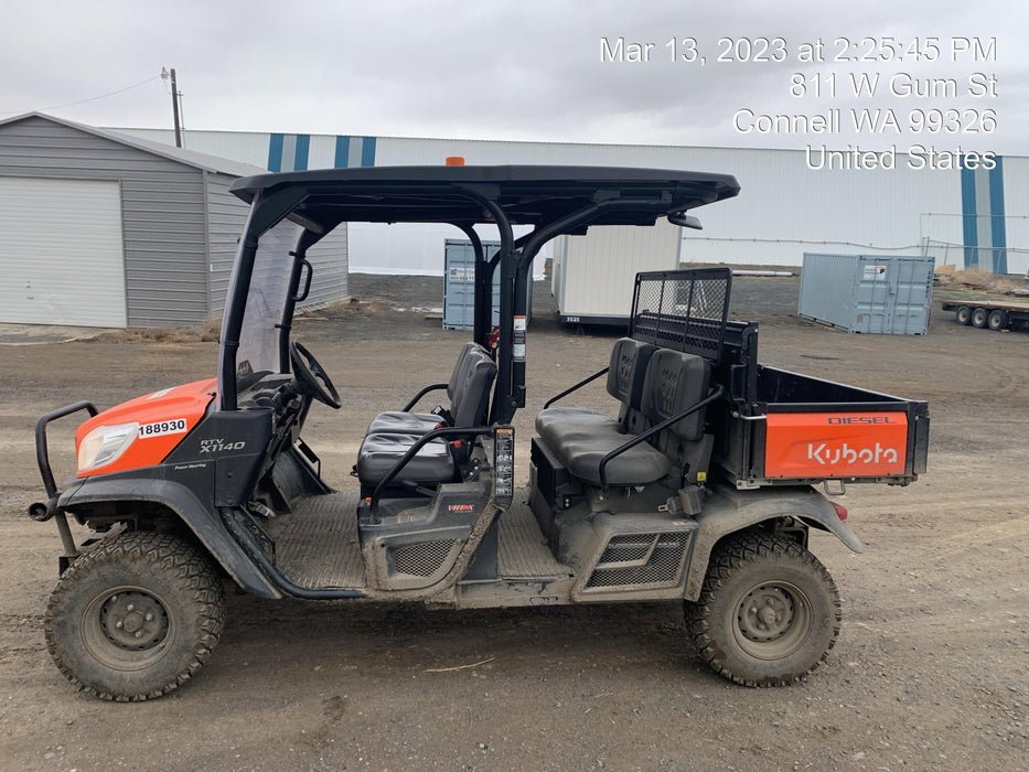 2021 Kubota RTV-X1140W-H Plastic Canopy, Windshield Acrylic Clear, LED Strobe Light, Wire Harness Kit, Back up Alarm