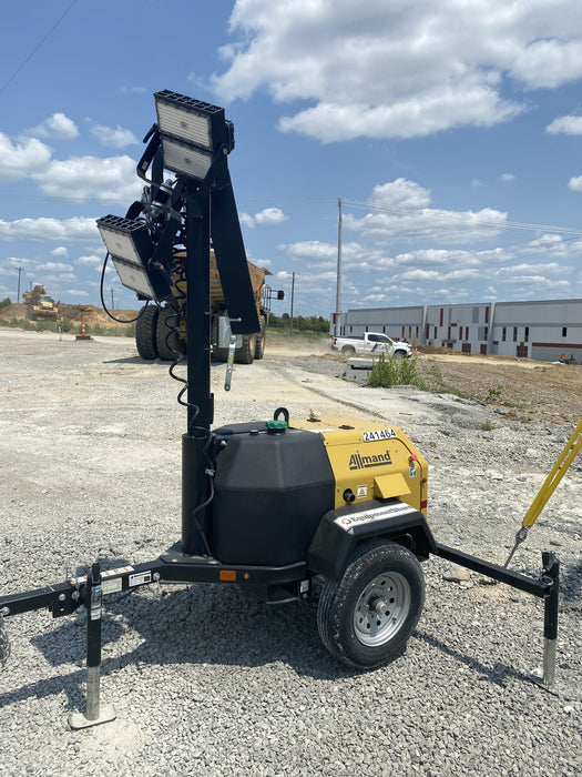 2022 Allmand NLV3GR (4) LED Light Fixture 350W, 23' Vertical Mast, 3kW Prime, Towable, Deep Sea L401, Leveling Jacks, Yanmar T4F 5.8hp