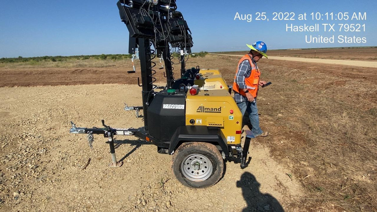 2022 Allmand NLV3GR (4) LED Light Fixture 350W, 23' Vertical Mast, 3kW Prime, Towable, ES Decals, T3