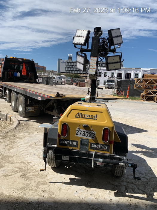 2022 Allmand NLV3GR (4) LED Light Fixture 350W, 23' Vertical Mast, 3kW Prime, Towable, ES Decals, T3