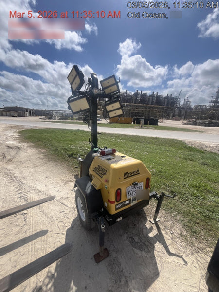 2021 Allmand NLV3GR (4) LED Light Fixture 350W, 23' Vertical Mast, 3kW Prime, Towable, Deep Sea L401, Leveling Jacks, Yanmar T4F 5.8hp